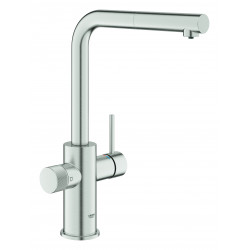 GROHE 高儀 Blue Pure Minta 30590DC0 (不鏽鋼色) 二合一濾水(拉出式)廚房龍頭+3M-AP2-405G濾水系統套裝