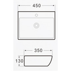 AVANT GARDE 450x350x130 白色長方形掛牆式面盆 AG-K276