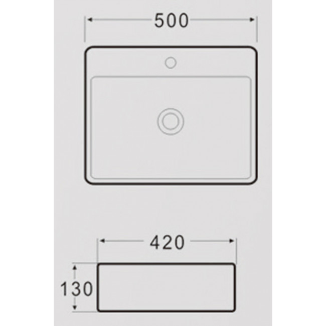 AVANT GARDE 500x420x130 白色長方形掛牆式/枱上盆 AG-K404A