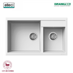 Elleci Florence 335 Bianco(白色)花崗岩石枱上盆(送德國GROHE Bauedge廚房龍頭|304不銹鋼卷墊)