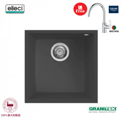 Elleci Quadra 102 Undermount Ghisa花崗岩石黑色廚房枱底盆(送德國GROHE Bauflow 31538001廚房龍頭)